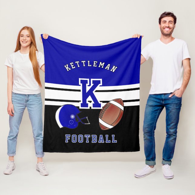 Fußball 🏈 Dunkler Blauer Sportbrief Fleecedecke (Beispiel)