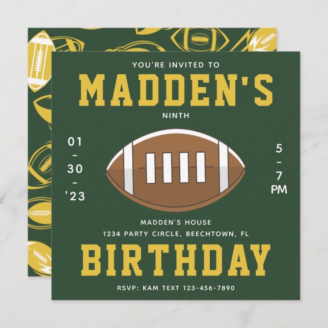 Fußball Einladung zum Geburtstag | Football-Party (Vorne/Hinten)