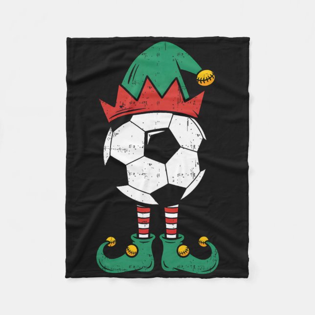 Fußball Elf Weihnachten Lustiger Xmas Elf Fußball  Fleecedecke (Vorderseite)