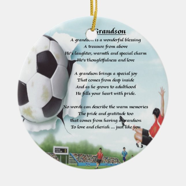 Fußball-   Enkel-Gedicht Keramik Ornament (Vorne)