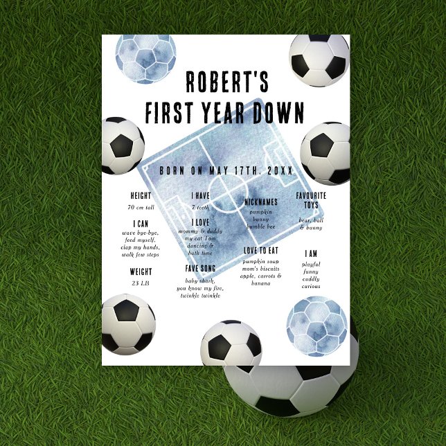 Fußball Erster Geburtstag Meilenstein Geburtstag Poster (Von Creator hochgeladen)