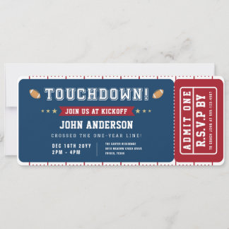 Fußball Erster Geburtstag Touchdown Geburtstags-Ti Einladung