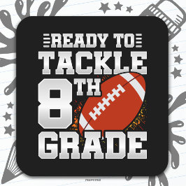 Fußball erster Tag 8. Klasse zurück zur Schule Quadratischer Aufkleber