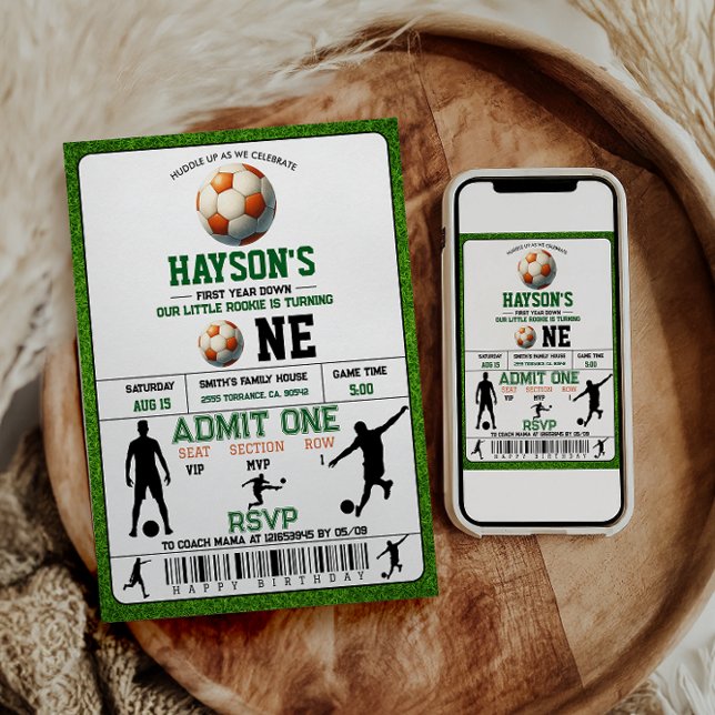 Fußball Erstes Jahr Runter 1. Geburtstag Party Einladung (Von Creator hochgeladen)