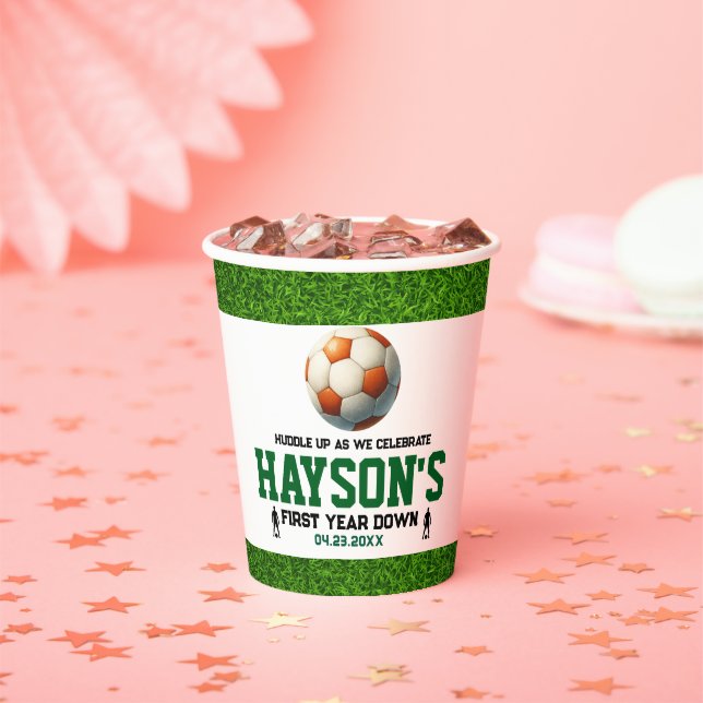 Fußball Erstes Jahr Runter 1. Geburtstag Party Pappbecher (Insitu)