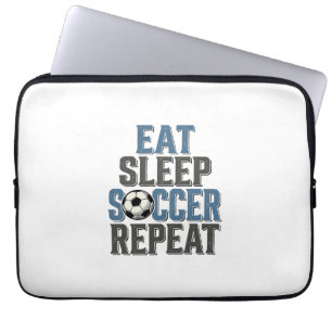 Fußball Essen Schlaf Wiederholen Vintage-Typografi Laptopschutzhülle