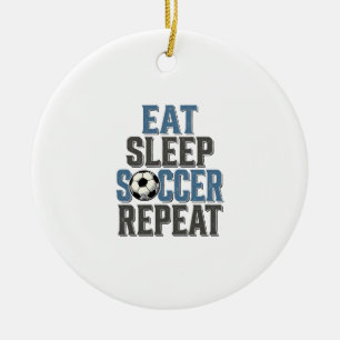 Fußball Essen Schlafen Wiederholen Vintage-Typogra Keramik Ornament