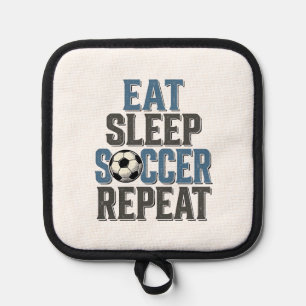 Fußball Essen Schlafen Wiederholen Vintage-Typogra Topflappen