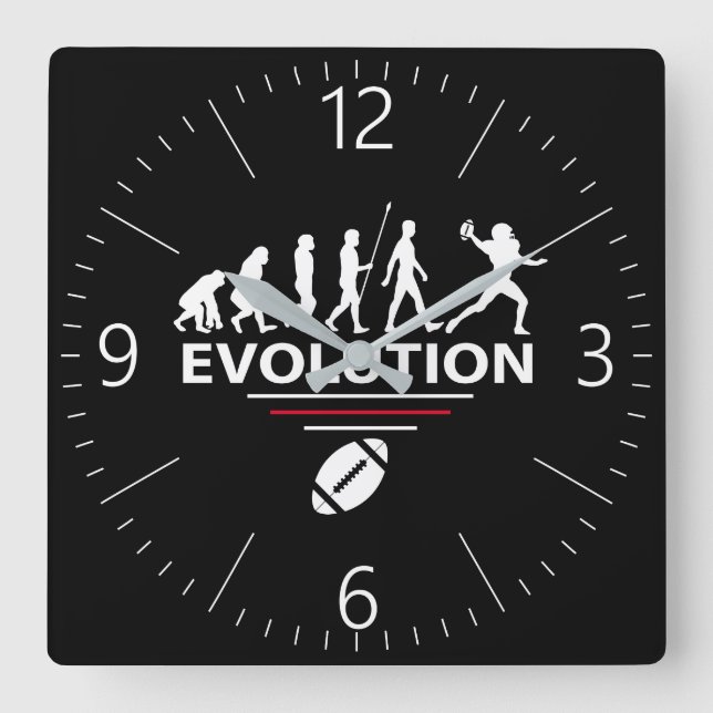 Fußball-Evolution Quadratische Wanduhr (Vorderseite)