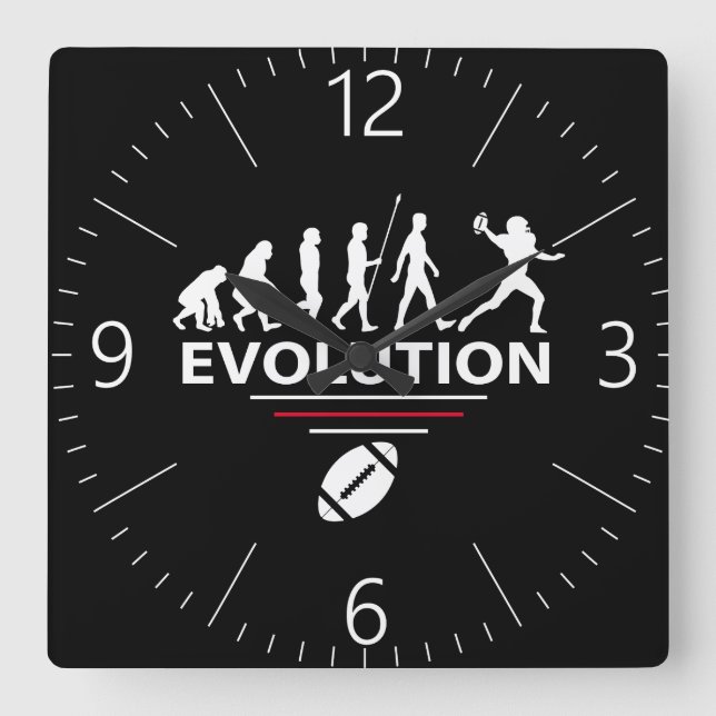 Fußball-Evolution Quadratische Wanduhr (Vorderseite)