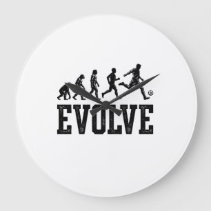 Fußball Evolution Vintage Vektor-Shirt-Design_1 Große Wanduhr