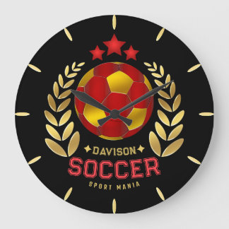 Fußball-Fan-Geschenke | Vibrantes rotes individuel Große Wanduhr