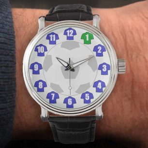 Fußball-Fan-Geschenkuhr - mit blauen Trikots Armbanduhr