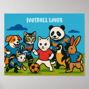 FUSSBALL FAN Tier Motiv Wanddekoration Poster