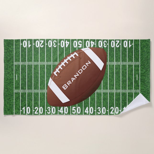 Fußball Feld und Fußball Design Beach Handtuch (Vorderseite)
