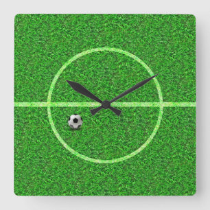 Fußball-Feldball - Wall-Uhr Quadratische Wanduhr