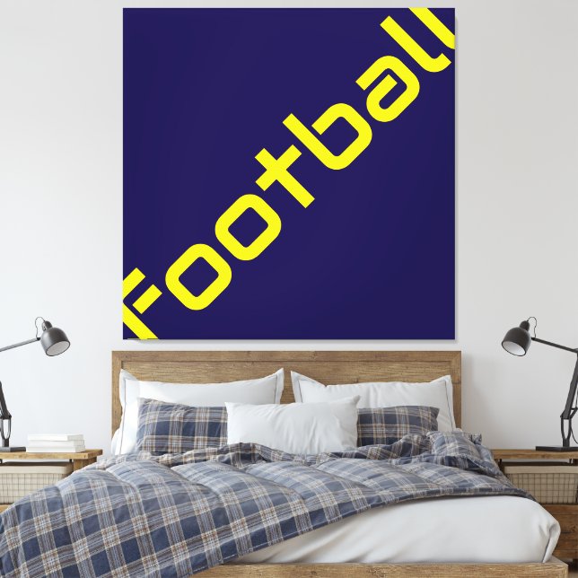 FUSSBALL Fett schwach gelber, schlanker Text auf N Leinwanddruck (Insitu (Schlafzimmer))