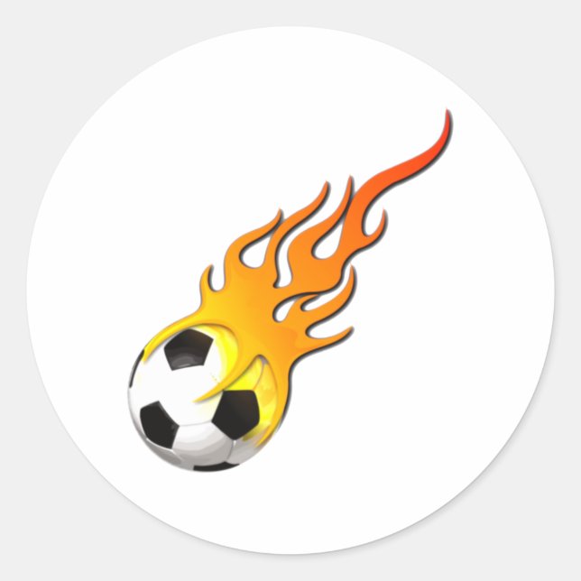 Fussball Feuer Flammen soccer ball fire flames Runder Aufkleber (Vorderseite)