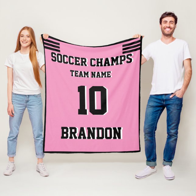 Fußball Fleece Blanket rosa personalisierter Spiel (Beispiel)