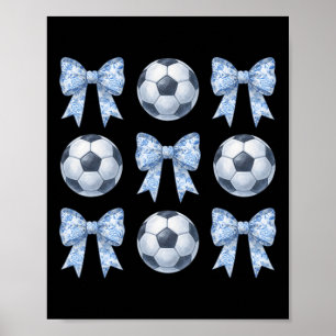 Fußball Flirt Toile Blau Schleife Fußball Mama Süß Poster