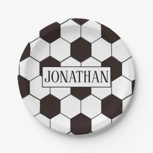 Fußball   Football pattern Anpassbar   Eigenname Pappteller