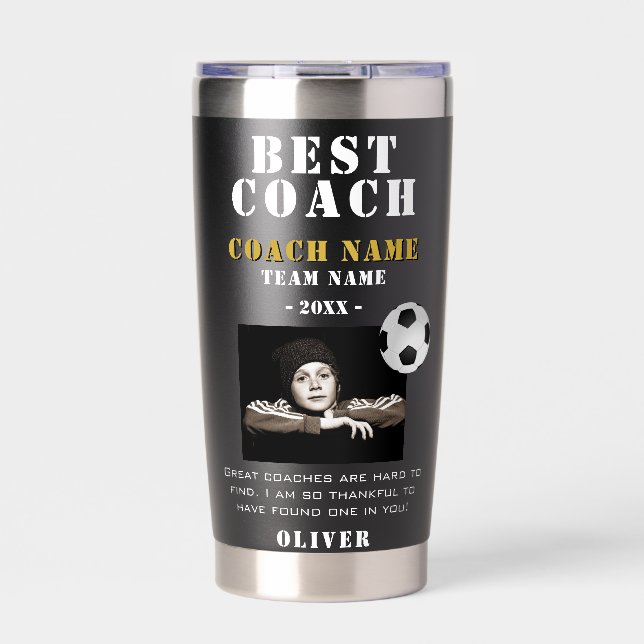 Fußball Foto Danke Bester Trainer  Thermobecher (Vorderseite)