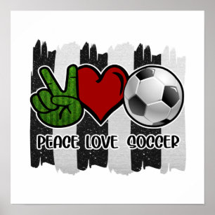 Fußball Frieden und Liebe Poster
