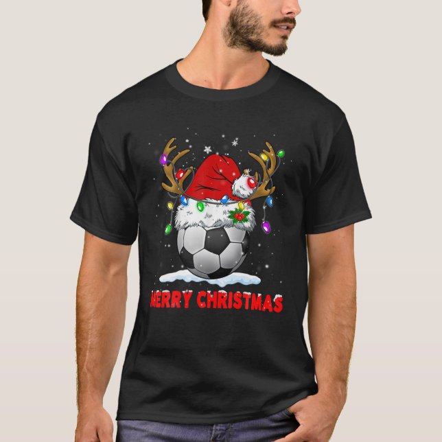 Fußball Frohe Weihnachts-Weihnachtsmannmütze Reind T-Shirt (Vorderseite)