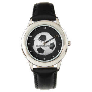 Fußball für Jungen Schwarz Stylischer benutzerdefi Armbanduhr