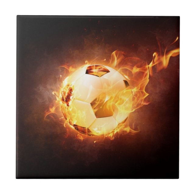 Fußball-Fußball auf Feuer Fliese (Vorderseite)