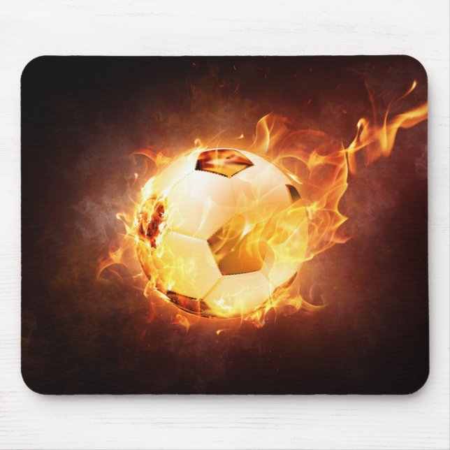 Fußball-Fußball auf Feuer Mousepad (Vorne)