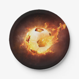 Fußball-Fußball auf Feuer Pappteller