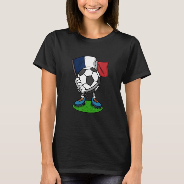 Fußball-Fußball-Ball mit Flag Frankreich Fußball T-Shirt (Vorderseite)