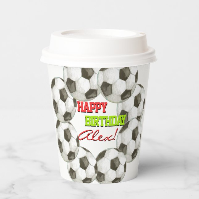 Fußball-Fußball-Boy Girl Geburtstagsparty Pappbecher (Vorderseite)