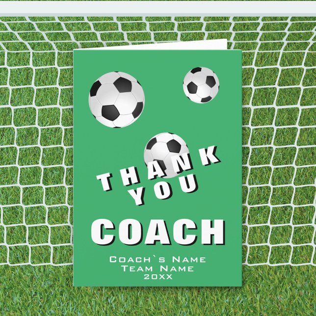 Fußball Fußball Fußball Grün Danke Coach Card (Von Creator hochgeladen)