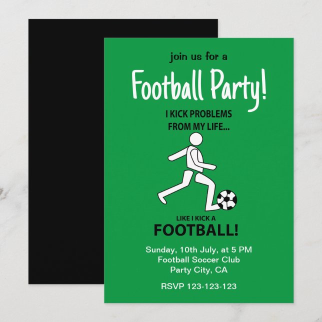 Fußball Fußball-Fußball-Sportfußball-Party Einladung (Vorne/Hinten)