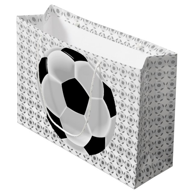 Fußball-Fußball Futbol Ball Große Geschenktüte (Vorderseite Schrägansicht)