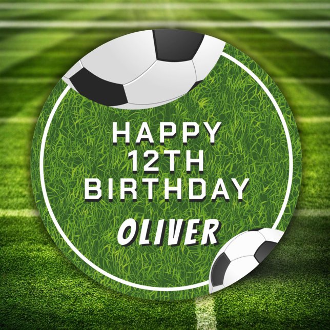Fußball-Fußball-Grass-Kindergeburtstag Runder Aufkleber (Von Creator hochgeladen)