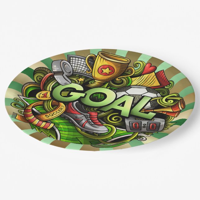 Fußball - Fußball-Papierplatte Pappteller (Schrägansicht)