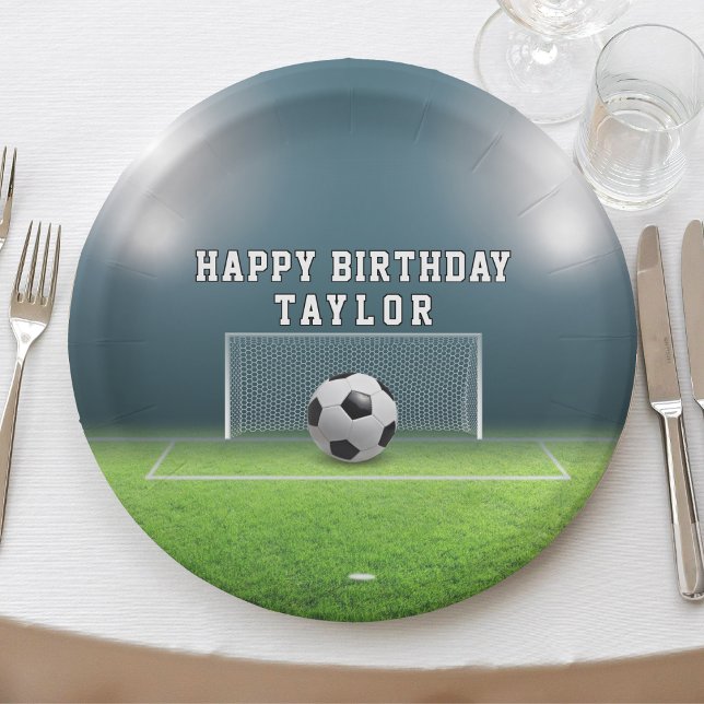 Fußball-Fußball-Sport zum Geburtstag glücklich Pappteller (Soccer Field Football Sports Happy Birthday Paper Plates)