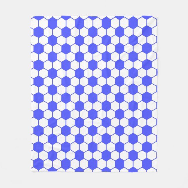 Fußball / Fußball Textur - Weiß und Blau  Fleecedecke (Vorderseite)
