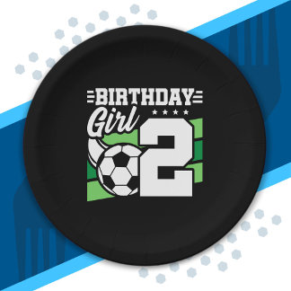Fußball - Geburtstag - 2 Jahr alt Mädchen - 2. Geb Pappteller