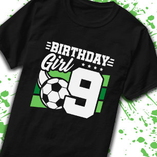 Fußball Geburtstag 9 Jahre Altes Mädchen 9. Geburt T-Shirt