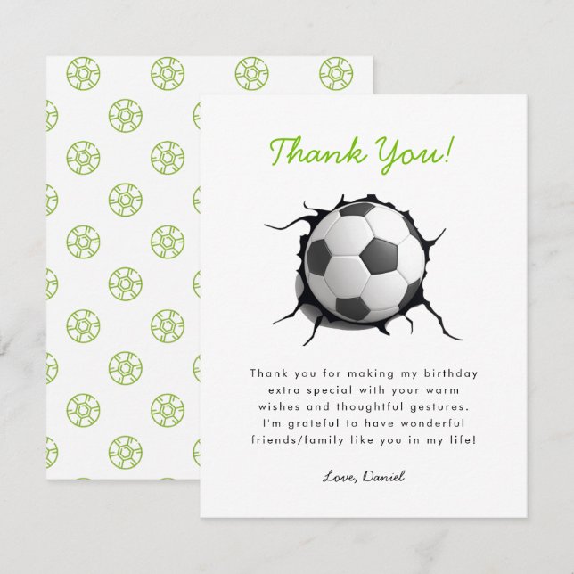 Fußball Geburtstag Dankeskarte (Vorne/Hinten)