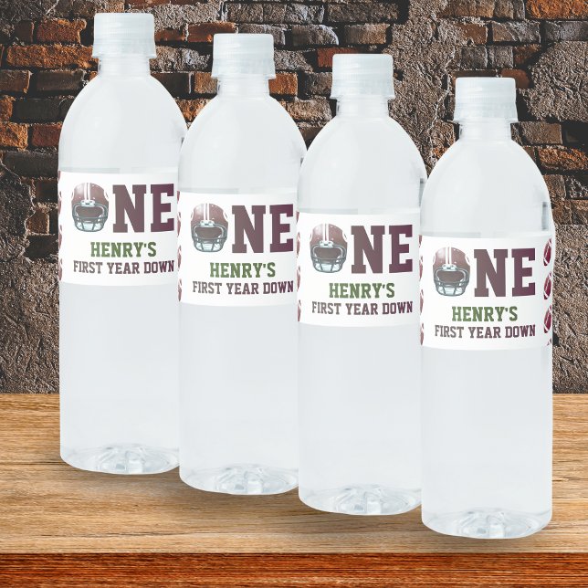 Fußball-Geburtstag des ersten Jahres Wasserflaschenetikett (Personalized water labels - First year down birthday party)