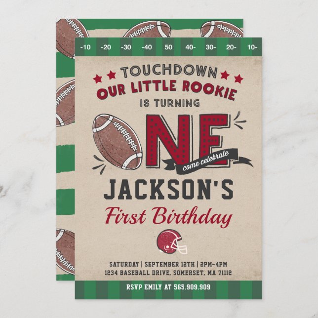 Fußball Geburtstag Einladung Fußball 1. Geburtstag (Vorne/Hinten)