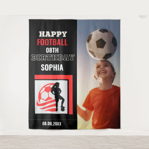 Fußball-Geburtstag, Fußball-Mädchen-Spieler-Hinter Wandteppich