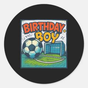 Fußball Geburtstag-Junge Footbyll Tor Kinder Gebur Runder Aufkleber