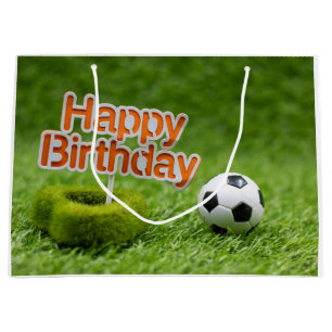 Fußball Geburtstag mit Ball auf Grün Große Geschenktüte