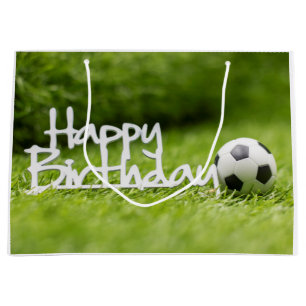 Fußball Geburtstag mit Ball auf Grün Große Geschenktüte